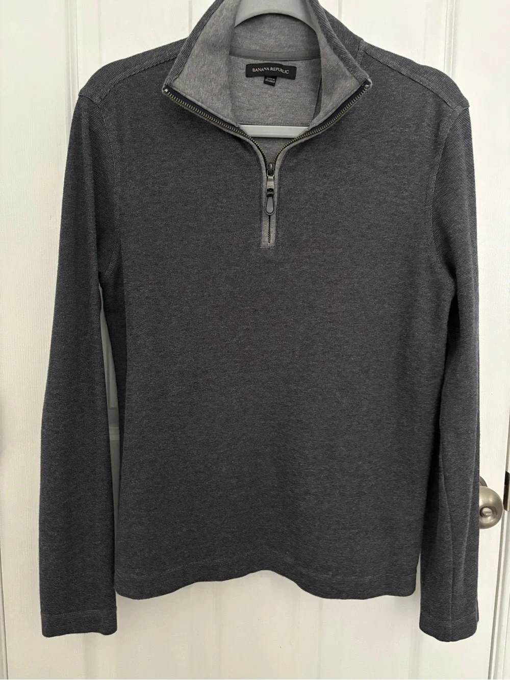 Banana Republic Men's Dark Charcoal Quarter-Zip Sweater #0035